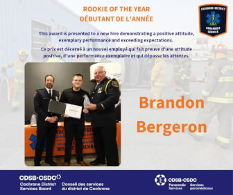 Brandon Bergeron Recognized as Rookie of the Year